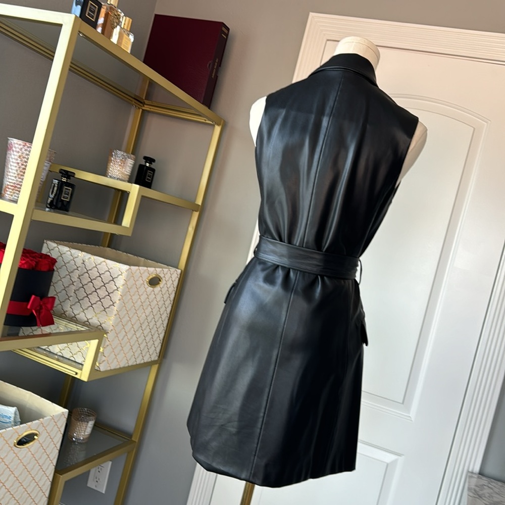 ZARA Faux Leather Tie Waist Dress/Vest - Picture 6 of 7